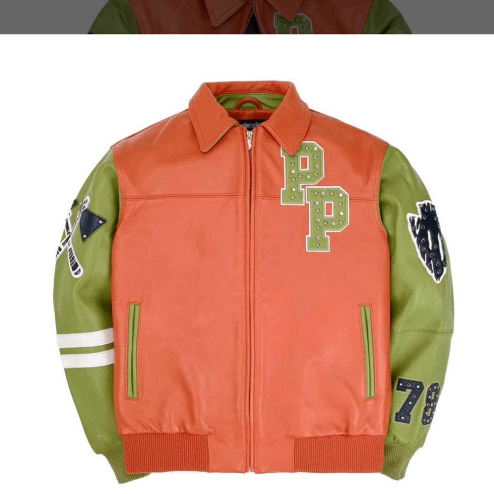 Pelle Pelle Orange and Green Bomber Jacket